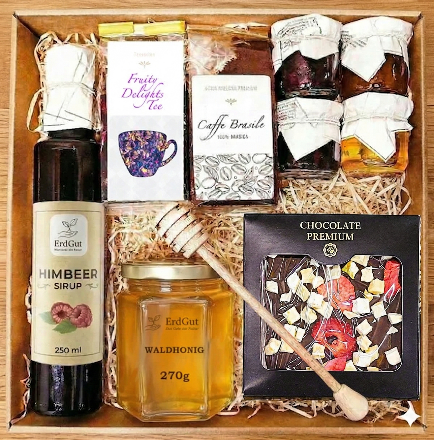 Gesunder Geschenkkorb: Präsent mit Tee, Honig & Schokoladenei zum Muttertag, Geburtstag für Mama Oma Opa Lehrer