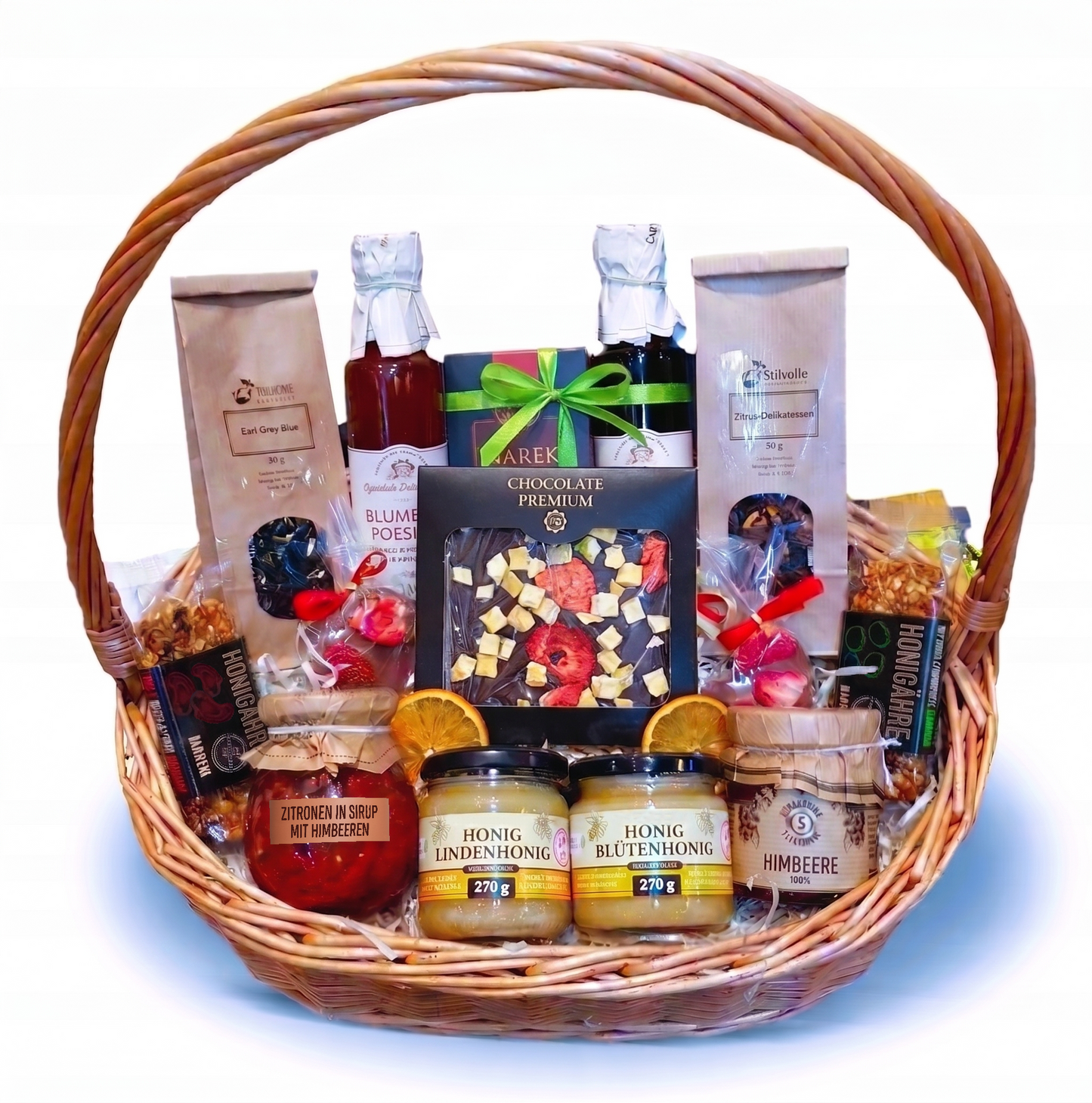 Mega gesunder Geschenkkorb Geschenk – Honig, Konfitüren, Schokolade & erlesene Teespezialitäten zum Muttertag, Geburtstag für Mama Oma Opa Lehrer