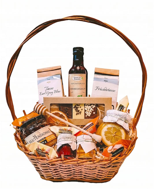 MEGA GESCHENKKORB GESCHENK TEE HONIG SIRUP SÜSSIGKEITEN DANKESCHÖN