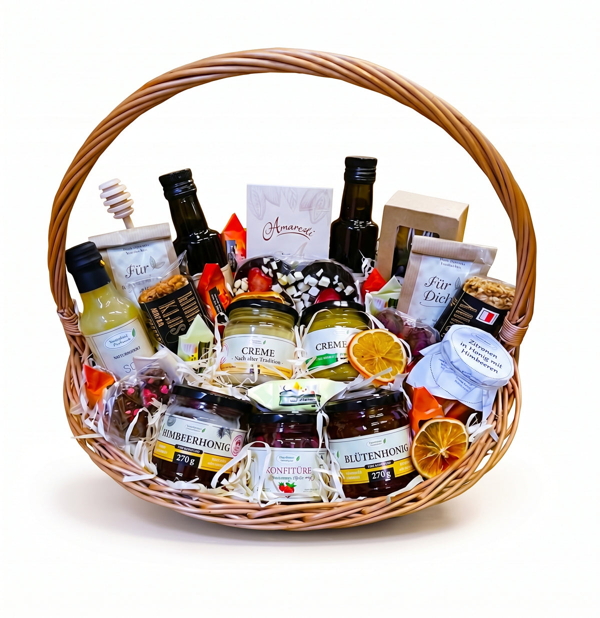 Eleganter Geschenkkorb „Natürliche Aromen” mit Honig und Konfitüren