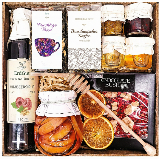 GESCHENKKORB GESCHENK HONIG TEE KAFFEE ZU WEIHNACHTEN ZUM GEBURTSTAG ZUM GROSSMUTTERTAG ZUM GROSSVATERTAG