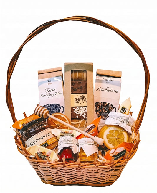 MEGA GESCHENKKORB GESCHENK TEE HONIG SÜSSIGKEITEN DANKESCHÖN