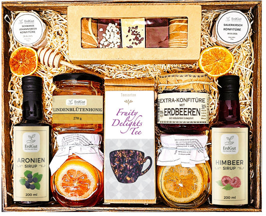 Großer Geschenkkorb, Geschenk, Souvenir, Honig, Tee, Delikatessen, Lebkuchen