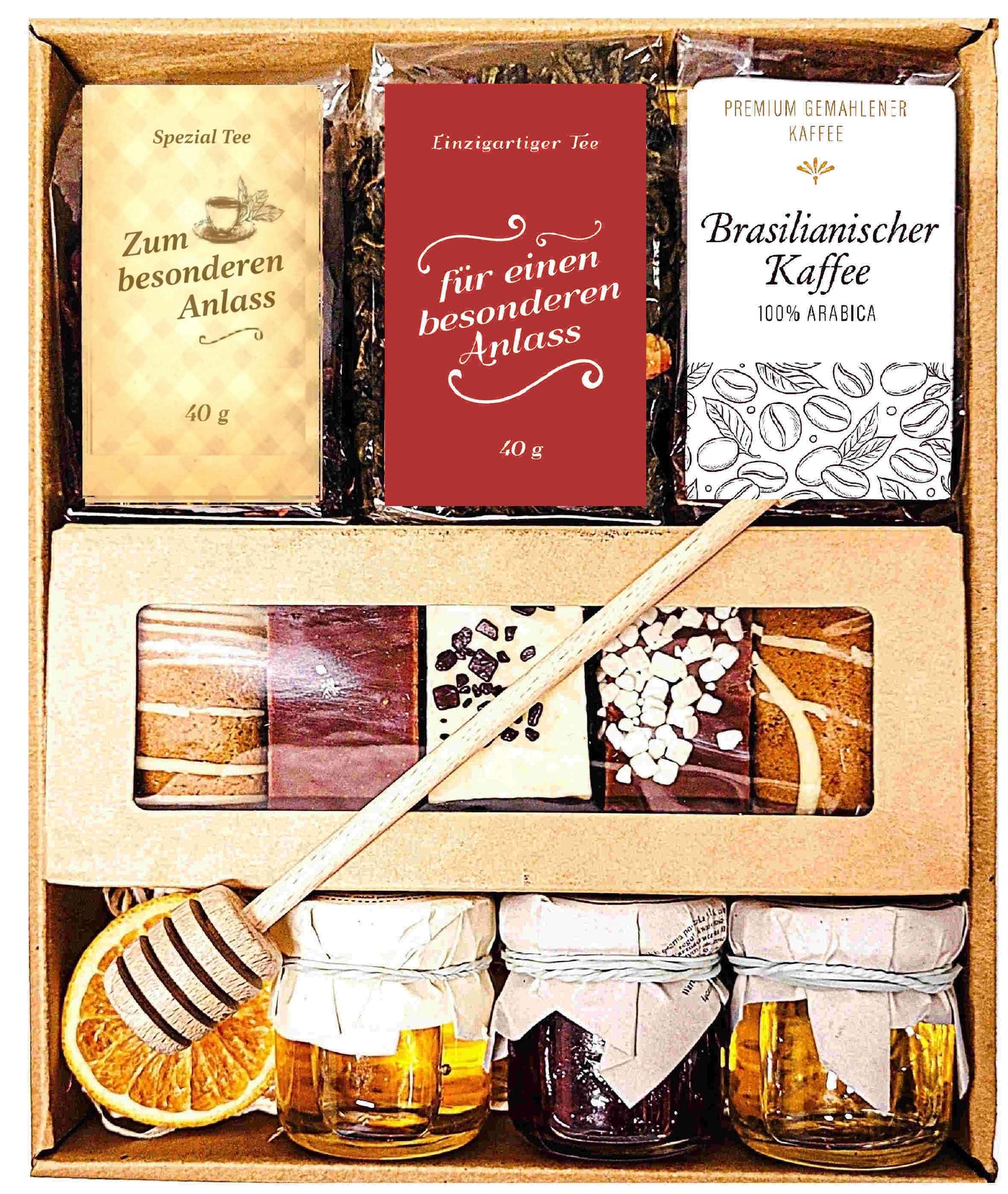 Geschenk Geschenkkorb mit Tee, Honig und Lebkuchen zum Muttertag, Geburtstag für Mama Oma Opa Lehrer