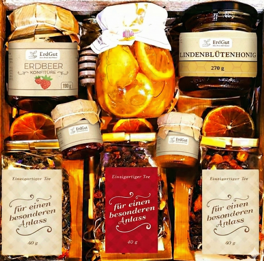 GESCHENKKORB GESCHENK HONIG TEE ZU WEIHNACHTEN GEBURTSTAGEN