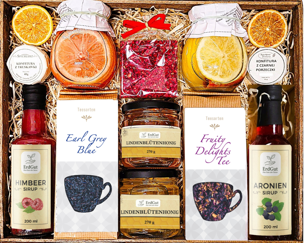 GROSSER GESCHENKKORB GESCHENK TEE HONIG ZUM GEBURTSTAG UND ALS DANKESCHÖN