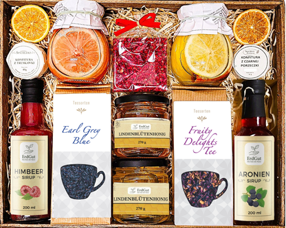 GROSSER GESCHENKKORB GESCHENK TEE HONIG ZUM GEBURTSTAG UND ALS DANKESCHÖN