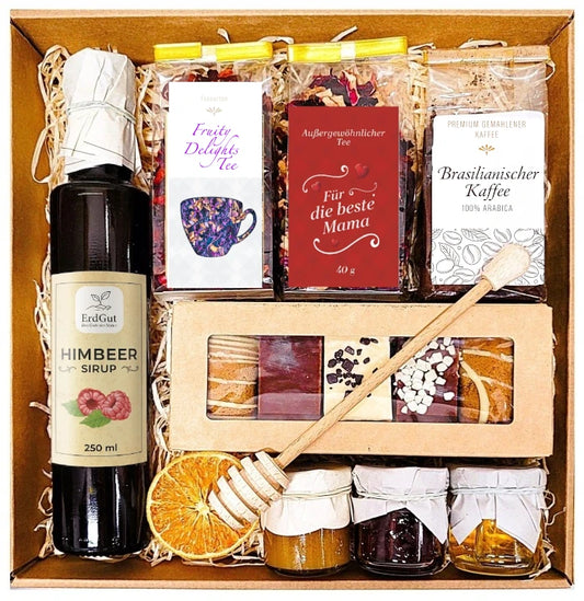Geschenkkorb  zum Muttertag Tee Kaffee Lebkuchen Sirup