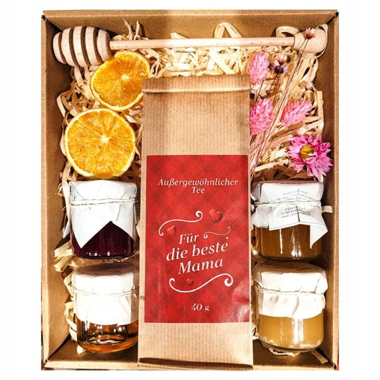 Geschenkkorb zum Muttertag Tee Honig Konfitüre