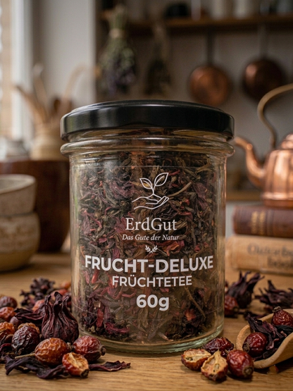 ErdGut Frucht-Deluxe | Premium Früchtetee im edlen Glas (60g)