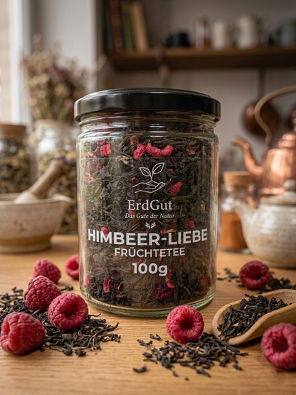 ErdGut Himbeer-Liebe | Fruchtiger Früchtetee mit echten Himbeeren (100g)