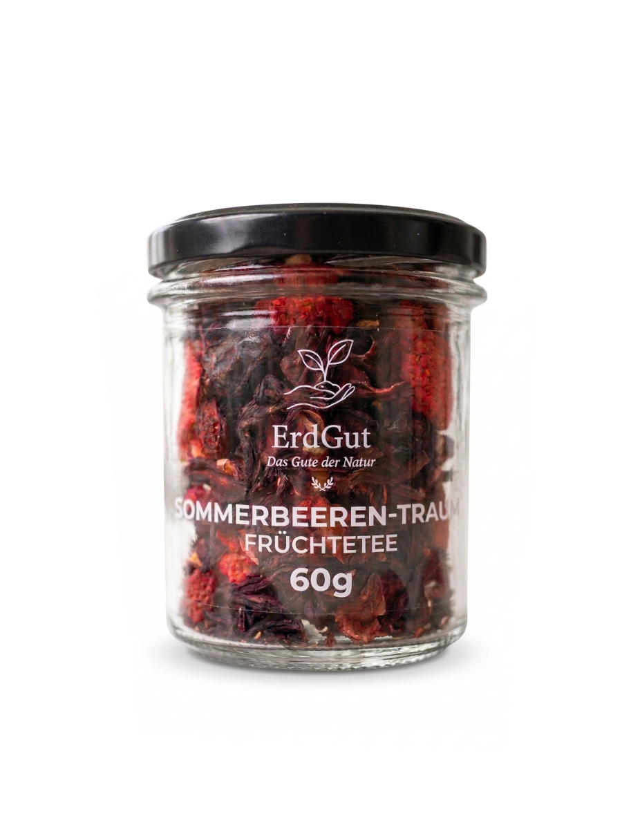 ErdGut Sommerbeeren-Traum | Fruchtiger Tee mit Erdbeeren im Glas (60g)