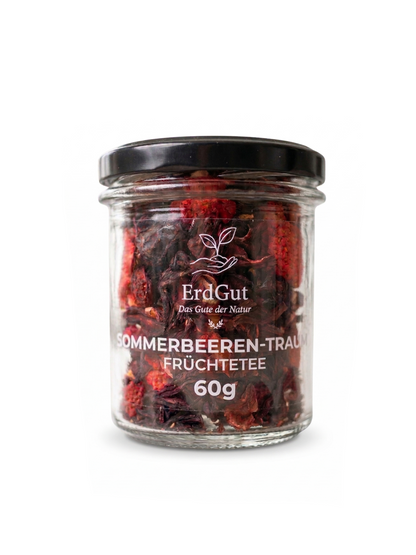 ErdGut Sommerbeeren-Traum | Fruchtiger Tee mit Erdbeeren im Glas (60g)
