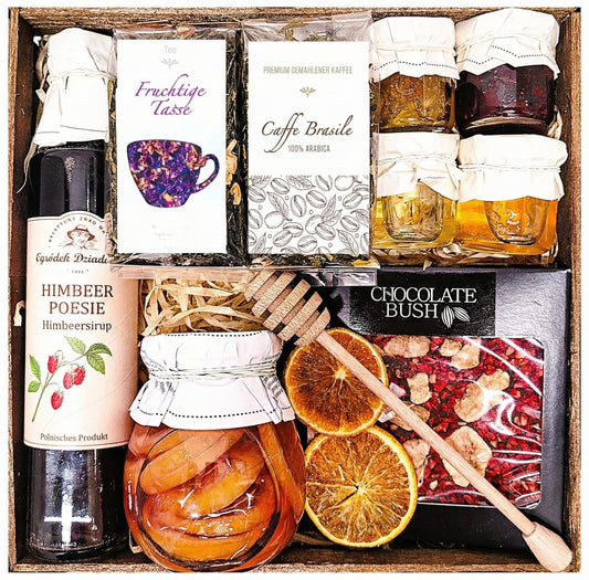 GESCHENKKORB GESCHENK HONIG TEE KAFFEE ZU WEIHNACHTEN ZUM GEBURTSTAG ZUM GROSSMUTTERTAG ZUM GROSSVATERTAG
