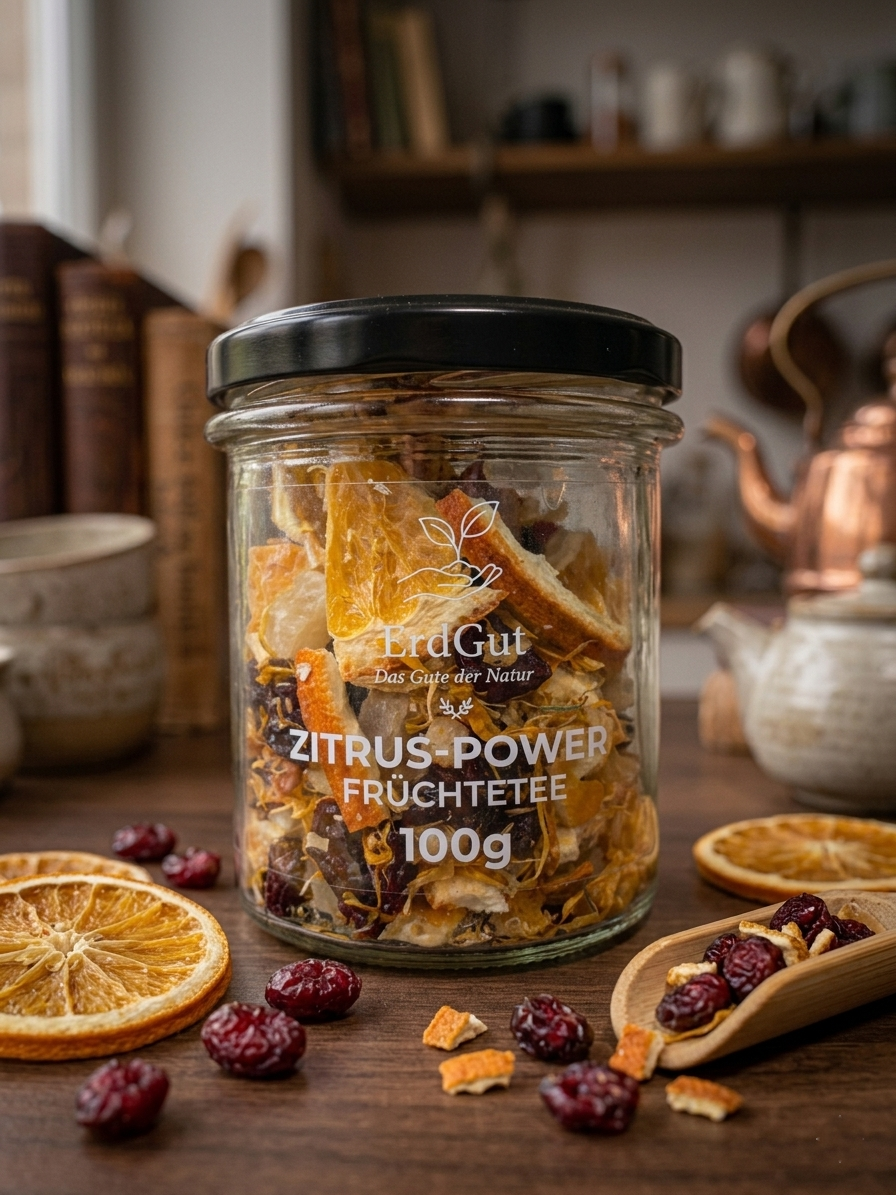 ErdGut Zitrus-Power | Erfrischender Früchtetee mit Orangen im Glas (100g)