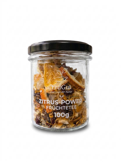ErdGut Zitrus-Power | Erfrischender Früchtetee mit Orangen im Glas (100g)